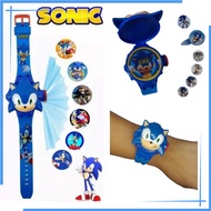 Sonic Kids Watch Toy Watch 3D Projector Digital Clock 6 Image Projector