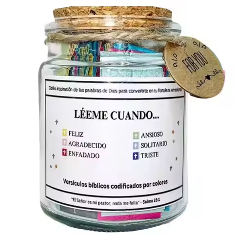 Spanish Scripture Prayer Hope Bible Verse Glass Jar With colorful Bible Verse Positive Emotional Sup