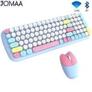 joa &amp; mofi cute keycap 2.4g + bluetooth wireless keyboard mouse set for pc laptop candy keyboard and mouse comb with circuar