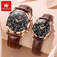 Olevs original couple watches waterproof quartz leather luminous casual couple watch set of 5523