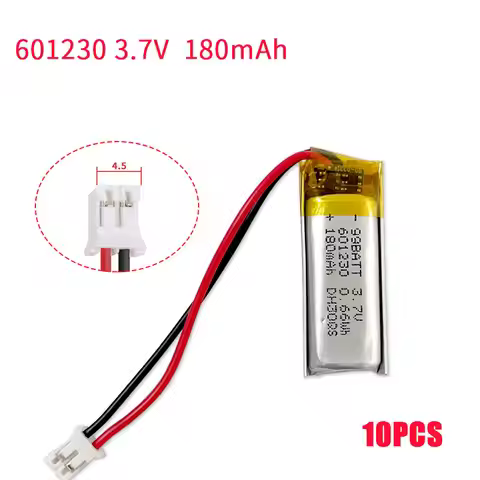 10pcs 601230 Battery 3.7V 180mAh Lithium Polymer LiPo Rechargeable Batteries for Bluetooth Headset R