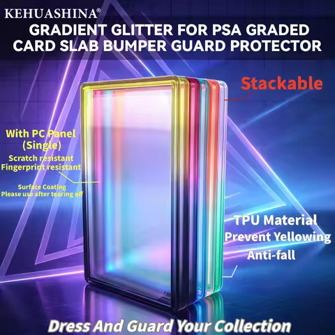 Glitter TPU Slab Bumper Guard Case Holder Protective Skin Display Stand Clear Back for PSA 35PT Grad