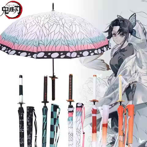 Anime Demon Slayer Katana Umbrella Kimetsu No Yaiba Tanjirou Shinobu Knife Parasol Samurai Sword Kat
