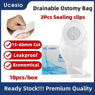 10pcs One-piece System Colostomy Stoma Bag Pouch Ileostomy Ostomy Bag  Stoma Cut Size 20mm-60mm Transparent Cover