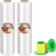 MUNBYN 18” Stretch Wrap, Stretch Film Roll Industrial Strength, Plastic Wrap for Moving, Shrink Wrap Roll for Pallet Wrap, Moving Stretch Wrap 18 Inch x 1000 Ft, 2 Pack, 60 Gauge
