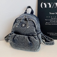 Denim Backpack Pleated Backpack Canvas Bag
