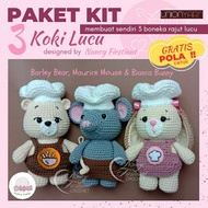 Amigurumi Knitting Package 3 Cute Chefs by Nancy Firstiant