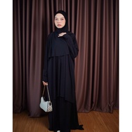 Japani Muslim - Safaa Tunic One Set Black Spandex Premium | Black Tunic Batwing & Skirt Set
