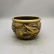 Double Dragon Brass Copper Cylinder Decoration Office Creative Incense Burner Home Dragon Cylinder P