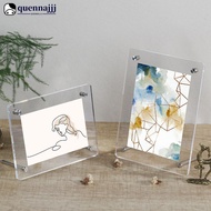 QUENNA Acrylic Photo Frame Classic Tilted Desktop Display Stand 6 Inch 7 Inch Double Sided Transpare