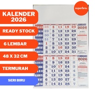 2026 PLAIN ECONOMIC WALL CALENDAR 6 SHEETS STANDARD SIZE SERIES biru