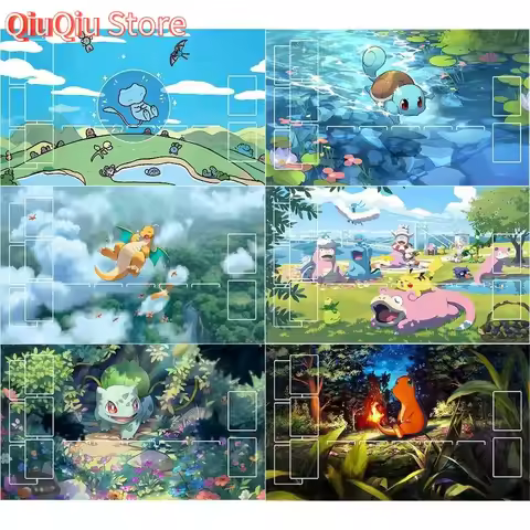 17 Designs DIY 600*350*2MM Pokemon Playmat - Anime Mew Leafeon Pikachu Squirtle Bulbasaur Charmander