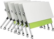 YVYKFZD Folding Conference Table, Flip Top Mobile Meeting Table with Wheels, Rectangle Rolling Train