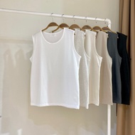 ** 32wardrobe-Plain Basic Style Wide Shoulder Cotton Vest 2568a