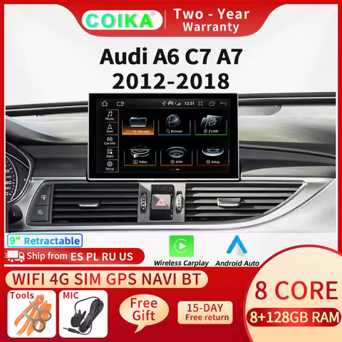 8 Core 8+128GB Car Multimedia Player For Audi A6 C7 A7 2012-2018 BT Music Stereo 4G Android 13 Carpl