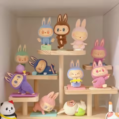 Hot Genuine Popmart The Monsters Labubu Lazy Yoga Series Mystery Box Cute Handmade Blind Box Girls H