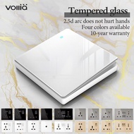Vollia Rimless electric wall sockets switches 13amp multi wall Socket 1/2/3/4 Gang one/tow Way international modern light Switch 20A Water Heater Switch 3/6 Pin Plug Power socket with USB Universal Wall Outlet white Glass Panel dimmer switch Off/on Lamp