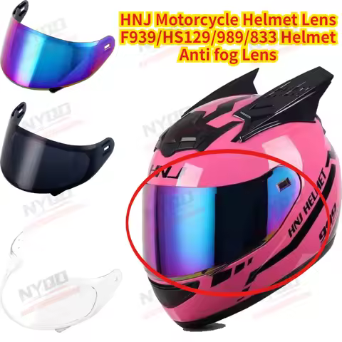 HNJ Original F939 Helmet Visor, Anti-Fog Lens, Transparent & Gold, Motorcycle Helmet Accessories