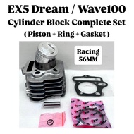 ( Racing 56MM ) EX5 Dream / Wave100 Wave 100 Wave-100 Cylinder Block Complete Full Set 56 MM Blok Ki