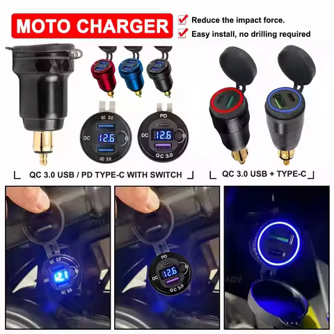 QC 3.0 USB PD Type-C Motorcycle Charger With Switch Accessories For BMW R1200RT R1200GS R1250GS R130