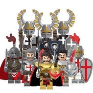 Medieval Battle Hospital Priest Lion Heart Teutonic Patron Knight Mini Action Building Block Figure Toys Kids Gift