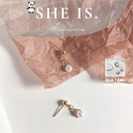 Luxury personality triangular pearl earrings for women | October 20th Gift | She Is. Accessories Acc