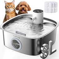 Cordless 2.1Gal/270oz/8L Stainless Steel Dog Water Fountain, Battery Operated Pet Water Dispenser wi