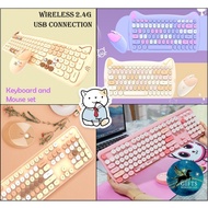 CocoCart   [Local Stock] N520 and MOFII Geezer Cat Hello Bear Wireless Keyboard Mouse Set with Round