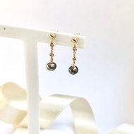 鑽石 南洋黑珍珠 耳環 K18
