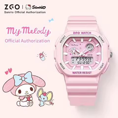 ZGO X Sanrio My Melody New Electronic Watch Dual Display Waterproof Luminous Student Watches Multi-F