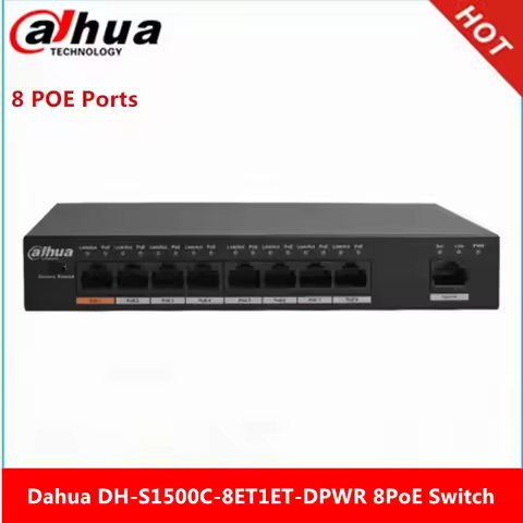 Dahua PoE Switch DH-S1500C-8ET1ET-DPWR 8CH Ethernet Power Switch Support 802.3af 802.3at POE POE+ Hi