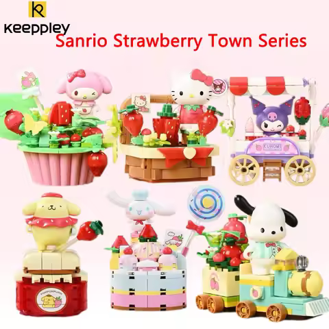 Sanrio Building Block New Keeppley Strawberry Town Series Assembled Hello Kitty Kuromi Model Ornamen