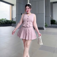 Slim BIGSIZE skirt+top set with high-quality 2-layer tailoring - with panty lining inside - S55- U X