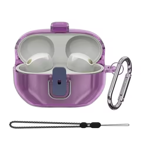 for Sony WF-1000XM5 Case Cover Clear Soft TPU Protective Earbuds Case with Carabiner & Lanyard Acces