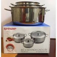 Set Of 3 Shiny 0.4mm Thick Stainless Steel Pots - Can Be Used On All Types Of Cookers: Induction Cookers, Electric Cookers, Infrared Cookers, gas Stoves...