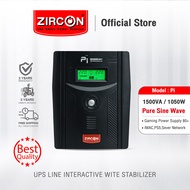 UPS PI 1500VA/1050W Pure Sinewave ZIRCON เหมาะสำหรับ PSU แบบ 80-PLUS/GAMING/PS4/Graphic/iMac/ประกัน2