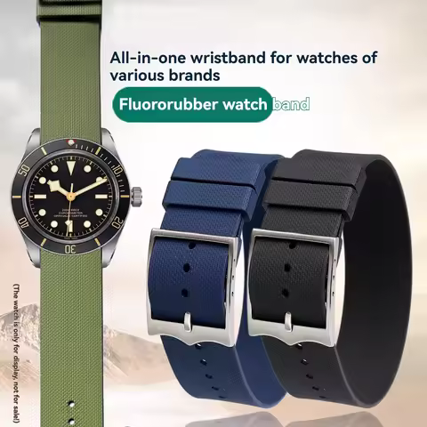 For Tudor Rolex Seiko TAG Heuer Tissot Fluororubber Waterproof Watch Strap with NATO One Piece Unive