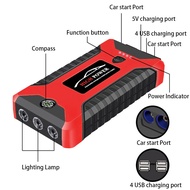 ชาจแบต 12v jump start รถยนต์ แบตเตอรี่สำรองและเครื่องสตาร์ทรถ 99800mAh สตาร์ทรถการชาร์จไฟเร็ว แสงฉุก