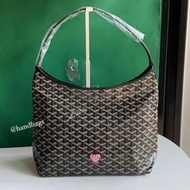 （法國代購）GOYARD 黑色 限定 彩繪 紅愛心 Bohème Hobo Bag 肩背 手提 Hobo包