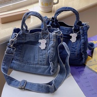 FB4 Ins Jepun Harajuku Girl Bahu Messenger Bag Wanita Korea Chic Retro Casual Denim Bag Portable