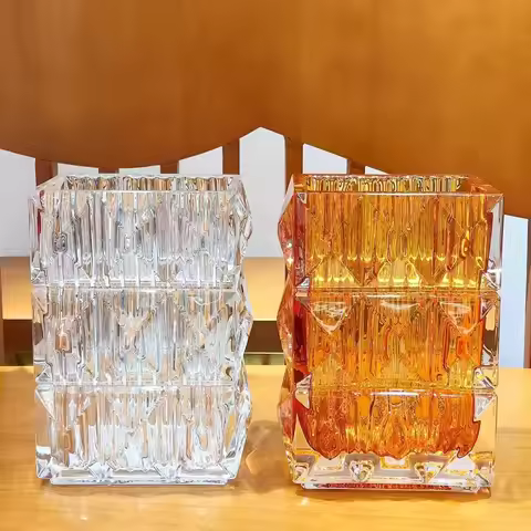 3.5kg 9.6×15×20cm Square Diamond cutting crystal vase
