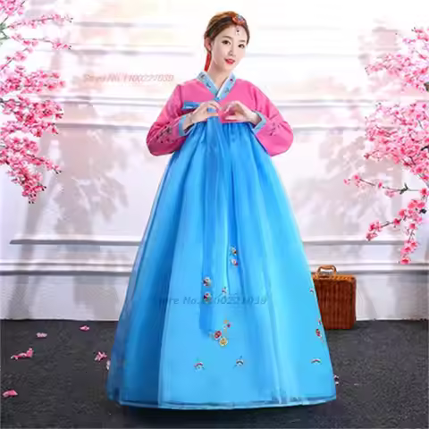 2025 korean folk dance costume hanbok festival opening dance dress national flower embroidery dance 