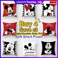 Soft Short Plush cushion cover，Pillow case，Mickey Mouse, mickey and Minnie cushion cover，40x40cm single side Print，45x45cm double side Print，Sofa Bedroom Pillow Cover Throw，nly cushion cover