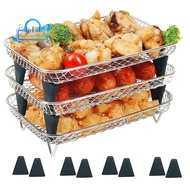 Air Fryer Rack For Ninja Dual Basket, 3 Layers, Stacking Bacon Racks For Ninja DZ201, DZ401 Air Frye