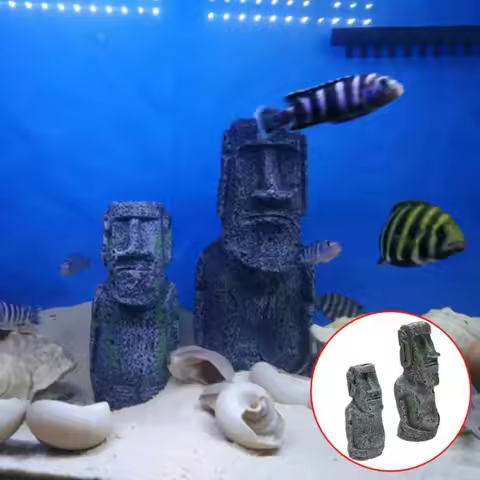 Easter Island Stone Statue Resin Ornament Fish Tank Aquarium Decoration Artificial Stone Aquarium De
