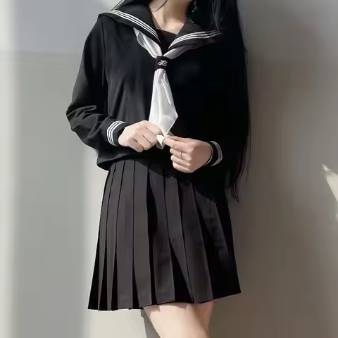 Japanese School Uniform Girls Plus Size Jk Suit Plus size Basic Sailor Uniform Women Long Sleeve Sui