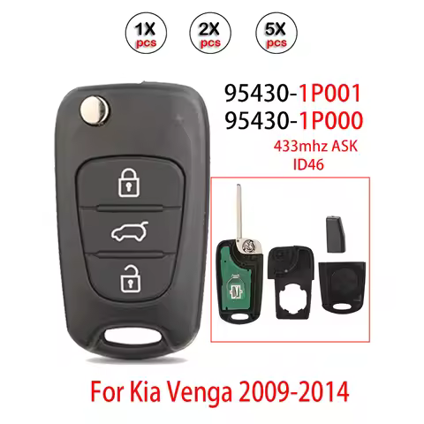 jingyuqin 1x 2x 5x Remote Car Key Shell For Kia Venga 2009-2014 95430-1P001 95430-1P000 433Mhz ASK I