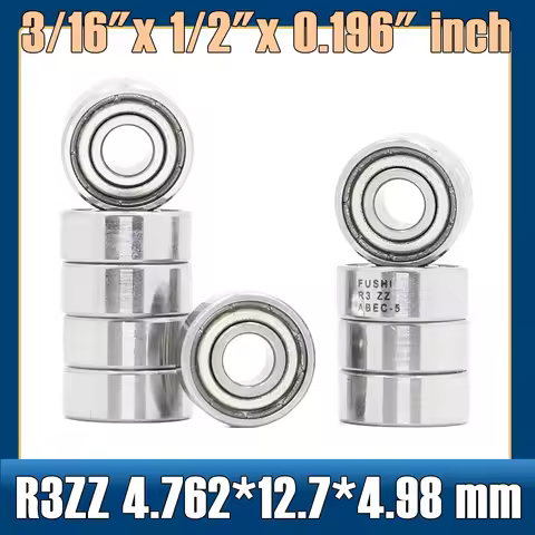 R3ZZ Bearing ABEC-5 ( 10 PCS ) 3/16"x1/2"x0.196" inch Miniature R3 ZZ Ball Bearings 4.762*12.7*4.98 