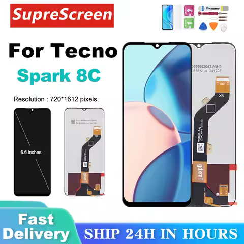 6.6'' Display For Tecno Spark 8C LCD Display Touch Screen Assembly Digitizer For KG5K KG5J KG5N LCD 