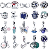 925 Sterling Silver Cool Summer Charm, Flower Butterfly Charm Bead DIY Birthday Jewelry Bracelet